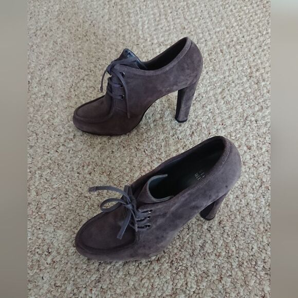 Stuart Weitzman gray lace up oxfords ankle bootie size 7M - Picture 4 of 12